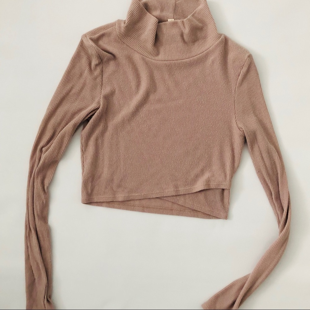 Urban Outfitters Crop Taupe Turtleneck